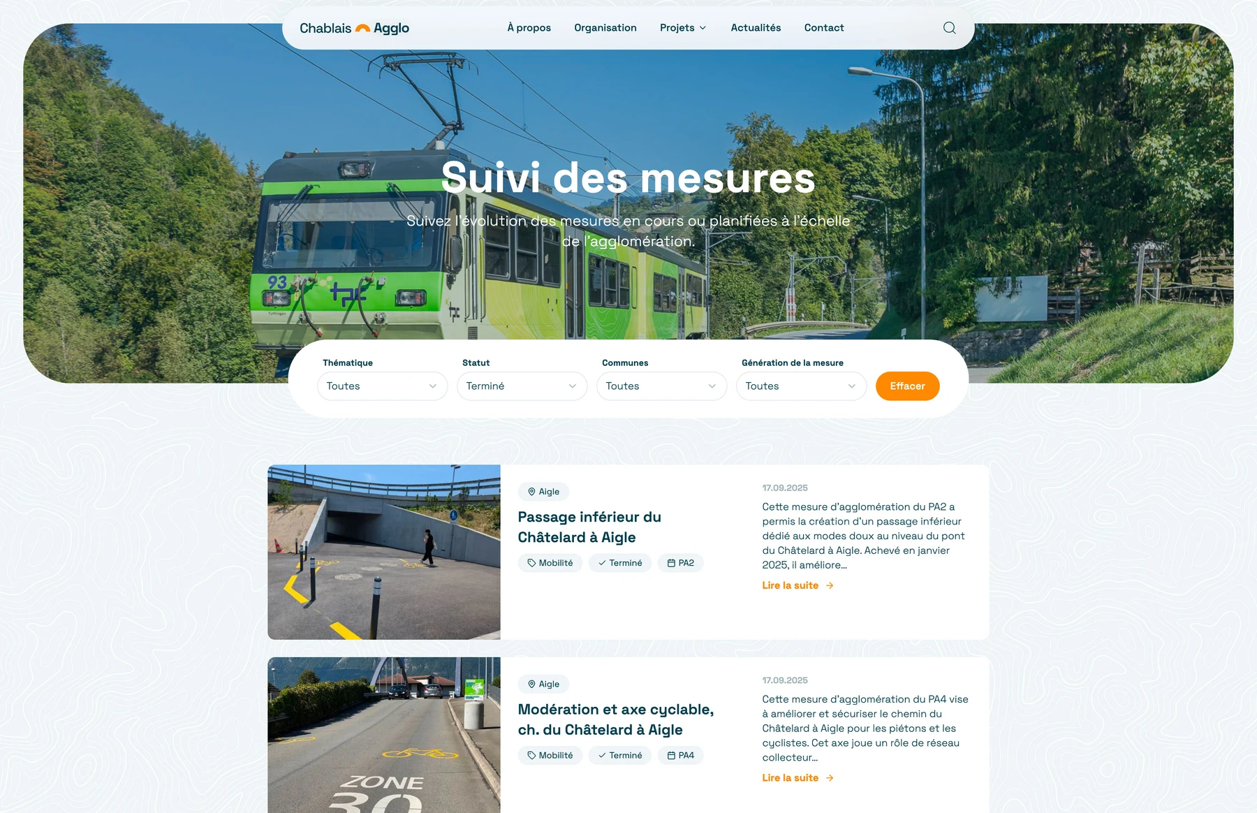Suivi des mesures