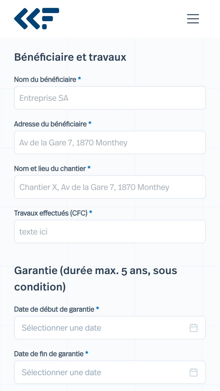 Formulaire mobile