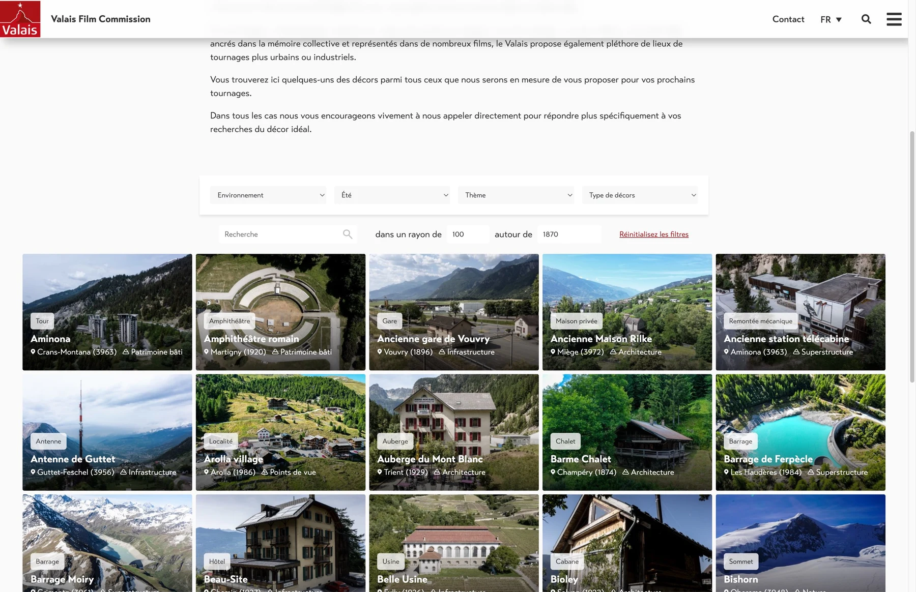 Liste des lieux